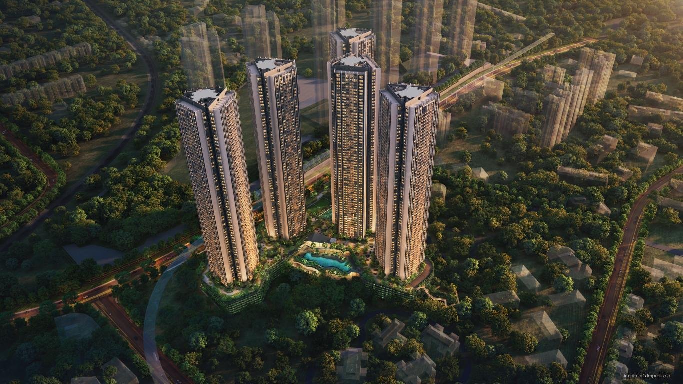 Oberoi Garden City landscaped garden and amenities complex